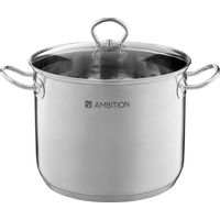 Ambition Faitout inox 28 cm avec couvercle verre trempé