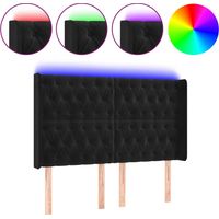 Tête de lit,Panneau décoratif à LED Noir 163x16x118/128 cm Velours CFW3373680