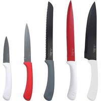 Set de 5 cuchillomulticolor en acero inoxidable Negros/Rojos/Blancos Pierre Cardin