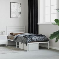 Estructura cama sin colchón con cabecero metal blanco 90x190 cm vidaXL