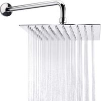 Soffione doccia ad alta pressione, grande soffione doccia quadrato in acciaio inox 304 con tubo lungo 30 cm, soffione doccia fisso per bagno, risparmio idrico
