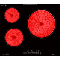 Placa vitrocerámica empotrable de 3 fuegos FIREGAS, placa de cocción de 59 cm, 5900 W, 9 niveles de potencia, temporizador integrado