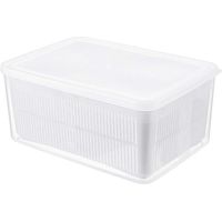 Boîte de conservation pour aliments et fruits, réfrigérateur, bac à légumes, boîte de rangement hermétique rectangulaire avec égouttoir, récipient de rangement transparent (1,5 l, blanc)-1813CM-White