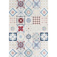 Tapis de cuisine 60 x 120 cm, motif traditionnel kilim, multicolore, bleu et rouge, style tissé résistant