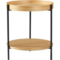 TABLE Design 2-Tiers Structure Moderne Bois Massif+MDF Naturel 44.00x44.00x48.00