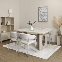 The Home Deco Factory – Table de salle à manger 160x90 cm – Blanc et beige – Design épuré – Surface conviviale pour repas en famille