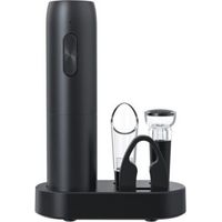 Ouvre-bouteille électrique rechargeable 5 en 1, ouvre-bouteille professionnel avec base de chargement, coupe-capsule, verseur à vin, bouchon et câble USB - Noir
