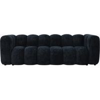 Mobilier Deco – Canapé droit 3 places en tissu noir – Design contemporain avec accoudoirs larges – Confort optimal pour salon moderne