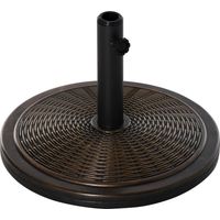 Outsunny Base para Sombrilla de Jardín Peso Neto 13 kg Soporte de Parasol de Cemento Retro para Postes de 35mm/38mm/48mm para Terraza Patio Exterior Ø48x34 cm Bronce