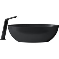 BERNSTEIN - Vasque à poser RELAX 53x31x31cm en fonte minérale - Noir mat, Sans bonde Pop Up, Sans cache