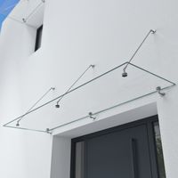 doporro® Vordach Überdachung VSG mit SGP Folie VDG02K Maße:90x250cm 3 Edelstahl Haltestangen Transparentes Glasvordach Regenschutz für Haustür