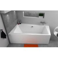 ECOLAM® Badewanne Eckbadewanne 150x90 cm links Infinity Trapezwanne + Schürze Eckwanne Abfluss mittig Ablaufgarnitur Füße Silikon Komplett-Set