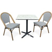 BISTRO - Conjunto de comedor de jardín de 2 plazas en acero con tablero HPL - CITY GARDEN