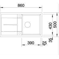 Blancometra 5 S-1 Cubeta + escurridor-860 X 500-silgranit Antracita - Blanco