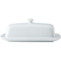 Mikasa Bol à beurre en porcelaine avec couvercle, 21cm, bol à beurre blanc pour le petit déjeuner et le dîner, grand bol à beurre, lavable au lave-vaisselle et dans une boîte ofGift Set
