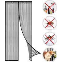 Moustiquaire à Fermeture Aimantée - Fermeture Automatique Maille Ultra Fine, Installation sans Outil Facile (Noir (Nouveau Style) - 90 x 210 cm -