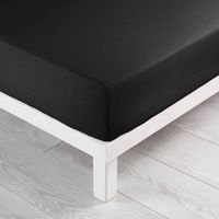 Douceur D'Intérieur – Drap housse 90 x 190 cm – 100 % coton 57 fils – Bonnet 30 cm pour matelas épais – Élastiqué pour maintien parfait – Uni noir