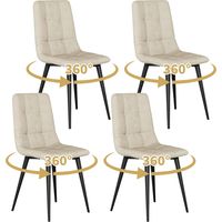 Swivel Dining Chairs Set of 4 Velvet Modern Upholstered kitchen Chairs 360° Rotating Dining Room Chair Max.120kg Metal Legs Padded Seat Backrest for Living Room Bedroom Beige