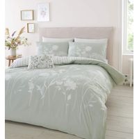 Catherine Lansfield Meadowsweet Floral Set Copripiumino, Poliestere Cotone, Verde, Doppio