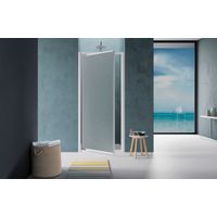 Nicchia doccia 90 cm ad anta battente pivot con profili in alluminio bianco finitura pannelli stampato - America