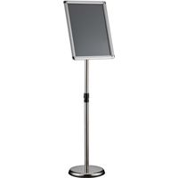 Wiltec – Présentoir sur pied A3 – Hauteur réglable 88-138 cm – Aluminium et acier inox – Support pour documents et affiches