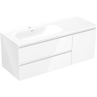 Mexen Orio Badezimmerschrank 120 cm mit Waschbecken Vela links, 2S, 1T, weiß glänzend - 91A13-12047-3-BBFFF00-W23L00