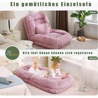 Lit pour chien design humain 5 positions ajustables,canapé paresseux en tissu moelleux pour salon et jeu rose.