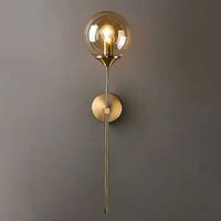 Retro industrial wall lamps, LED indoor wall lamps, E14 gold bedside lamps, amber glass ball wall lamps