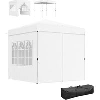 Carpa Plegable Pop-up 2,5x2,5 m 4 Paredes Laterales Anti-UV Altura Ajustable Bolsa Transporte Blanc