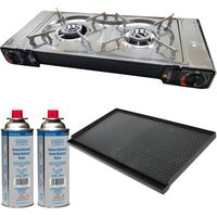 PACK INCASA Réchaud à gaz + Plaque plancha/grill + CADAC 2 Cartouches de gaz - Camping-car