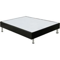 Sommier tapissier 160x200 cm en simili noir et pieds métal - REMIMOS