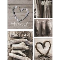 Art for the Home - Home Sweet Home - Leinwandbild Set - 5-er Set Grau - 80x60 cm