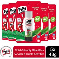 Pritt Child-Friendly Glue Sticks for Arts & Crafts Activities 43g, 5 Sticks