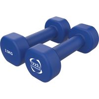 Par de mancuernas de neopreno 2 x 2,5 kg – Pesas de mano de hierro fundido recubiertas, diseño hexagonal antirrodadura, antideslizantes, ideales para fuerza, Pilates y entreno en casa.