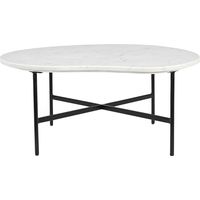 Tavolino design in marmo bianco e metallo nero L80 cm SASSO