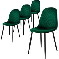 ML-Design Set di 4 Sedie per Sala da Pranzo Rivestimento in Velluto Verde Scuro Poltroncine da Cucina con Schienale e Gambe in Metallo Seduta Ergonomica Sedia per Soggiorno Salotto