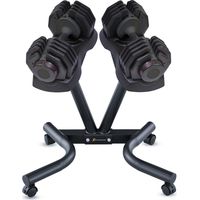 Strongology Durable Steel Universal Dumbbell Floor Stand, Space Saver Weights Rack with 2 x 40kg Adjustable Dumbbells