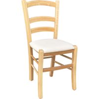 Sedia legno venezia color naturale con seduta similpelle imbottita crema