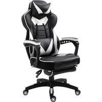 Silla Ergonómica de Escritorio Ajustable Altura Reclinable con Reposapiés Blanco