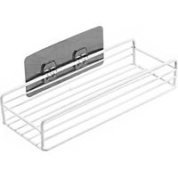 Metal Wire Punch-Free Wall Hanging Mounted Spice Rack Storage Shelf Basket Space Saver with 1 Sticky Hook for Bathroom Kitchen