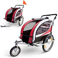 SAMAX 360° drehbarer Fahrradanhänger 2in1 Jogger - in Rot - Silver Frame