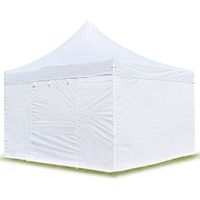 TOOLPORT 4x4m PVC 850 Pop Up Gazebo PROFESSIONAL Aluminium 40 mm, incl. Sidewalls, fire resistant, white