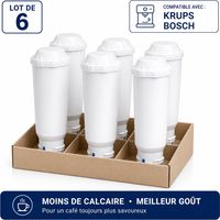 Filtre à eau compatible Krups F088, Nivona – Réduit le calcaire – Charbon actif & résine échangeuse d’ions – Remplacement tous les 3 mois – Lot de 6