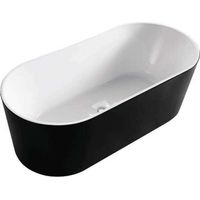 CLEO - BAIGNOIRE ILOT - Baignoire Design et Confortable - Acrylique - Entretien Facile - Blanc et Noir Mat - 80x170x58cm