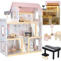 Dollhouse, Wooden With Furniture and LED Lights, 78 cm