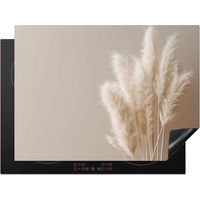 Induction Hob Protector Pampas grass - Plumes - Pastel - White 70x52 cm