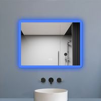 SKY 60x80cm Bluetooth Bathroom Mirror with Shaver Socket-Blue Atmosphere, Dimmable Blue and White Colors, Anti-Fog, Memory Function