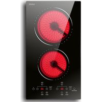 Plaque vitrocéramique 2 feux 30 cm – 3000W – Commande tactile – Double zone – 9 niveaux de chauffage – Minuterie et sécurité enfants
