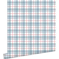 papier peint vichy bleu et rouge - ESTAhome