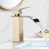 Brushed gold Basin Mixer Taps,Waterfall Bathroom Sink Taps Faucet,Single Lever Handle Countertop Washbasin Mixer Tap